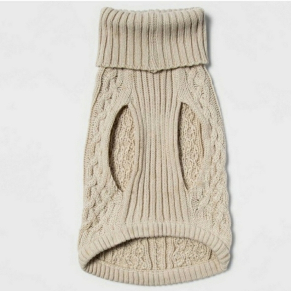 NWT Boots & Barkley Cream Cable Knit Turtleneck Dog Sweater Cozy Cute Winter New - Picture 3 of 6
